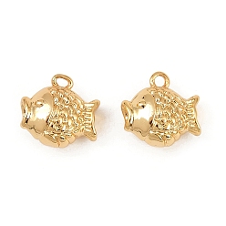 Fish Латунные подвески на тему океана, долговечный, без никеля , реальный 18 k позолоченный, рыба, 9.5x9.5x5 мм, отверстие : 1.2 мм