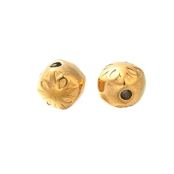 Настоящее золото 18K Ионное покрытие (ip) 304 шарики из нержавеющей стали, ромб с цветком, реальный 18 k позолоченный, 7 мм, отверстие : 1.8 мм