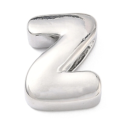 Letter Z Латунные бусины с инициалами, платина, долговечный, стойки покрытие, без свинца и без кадмия, Письмо Z, 20.5x16x7 мм, отверстие : 8.5x3.5 мм