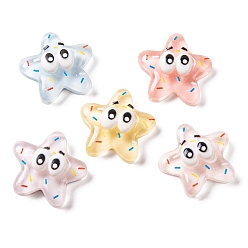 (52) Непрозрачная лаванда Кабошоны из смолы, забавная звезда с большими глазами, разноцветные, 20.5x21.5x6.5 мм