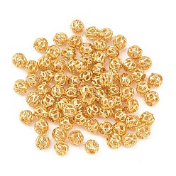 Золотой Латунные бусины, полый круглый, золотые, 4x3.5 мм, отверстие : 1.4 мм