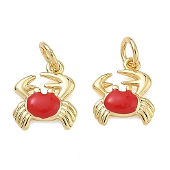 Echt 18 k vergoldet Gestellmessinganhänger, mit Emaille, Krabbenzauber, cadmiumfrei und bleifrei, langlebig überzogen, echt 18 k vergoldet, 11x10x2 mm, Bohrung: 3.5 mm
