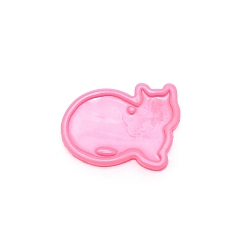 Ярко-Розовый Силиконовые формы для кулона в виде кошки, формы для литья смолы, для изготовления уф-смолы и эпоксидной смолы, ярко-розовый, 77x60x5.5 мм, отверстие : 5 мм