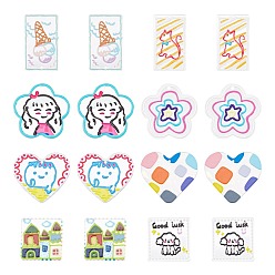 Mixed Color 32Pcs 8 Style Transparent Acrylic Pendants, 3D Printed, Mixed Shapes, Mixed Color, 4pcs/style
