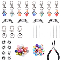 Разноцветный Наборы для самостоятельной сборки ключей, включают шарики из полимерной глины, абс бусы, Сплавочные бусины, сплав поворотный Lobster Claw застежками, латунные шпильки с плоской головкой, Клещи углерода стали ювелирные изделия, красочный, 8~10 мм