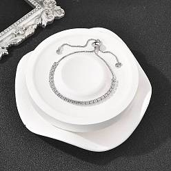 Платина Регулируемые латунные микропроволочные кубические циркониевые браслеты, Боло браслеты, слайдерные браслеты, платина, 8-1/2 дюйм (215 мм)