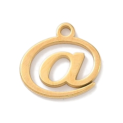 Золотой 304 прелести нержавеющей стали, лазерная резка, знак @ очарование, золотые, 9x10x1 мм, отверстие : 1 мм