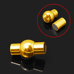 Золотой Реечное покрытие латунные магнитные застежки с вклеиваемыми концами, овальные, реальный 24 k позолоченный, 17x10 мм, отверстие : 6 мм