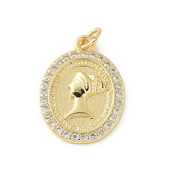 Настоящее золото 18K Латунные микро проложить кубического циркония подвески, овальные с женщинами, стойки покрытие, без кадмия и без свинца, долговечный, с целью перехода в кольце, реальный 18 k позолоченный, 21x15.5x3.5 мм, отверстие : 3 мм