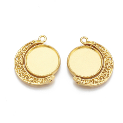 Золотой Сеттинги для кулона(кабошонов), сплав, без кадмия и без свинца, вращающийся лоток, плоско-круглые, золотые, лоток : 25 мм, 39x33.5x3.5 мм, отверстие : 2 мм