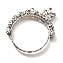 Платина Подвесные подвески из сплава, для diy уф смолы, эпоксидная смола, без кадмия, без никеля и без свинца, плоские круглые с птицей, платина, 39x38.5x3.5 мм, отверстие : 1.6 мм