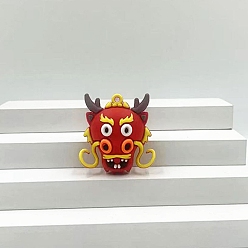 Красный Пластиковые подвески из пвх, прелести дракона, красные, 45x35x21 мм