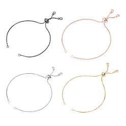 Mixed Color Rack Plating Brass Chain Bracelet Making, with Rhinestone, Long-Lasting Plated, Slider Bracelets Making, Cadmium Free & Lead Free, Mixed Color, 120~126x1mm, Hole: 1.5mm, 4 colors, 3pcs/color, 12pcs/box