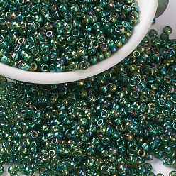 (RR288) Transparent Olive Green AB MIYUKI Round Rocailles Beads, Japanese Seed Beads, (RR288) Transparent Olive Green AB, 8/0, 3mm, Hole: 1mm, about 422~455pcs/bottle, 10g/bottle