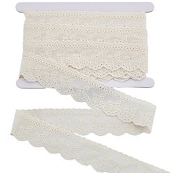 Blanc Floral 8galon plat en polyester creux, ruban à bords ondulés avec nœud papillon, avec carte d'affichage en carton, floral blanc, 1-5/8 pouces (42 mm)
