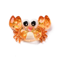 Краб Кабошоны из смолы на тему морских организмов, с блеском порошок, краб, 20.5x30.5x7.5 мм