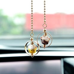 Прусский Синий Подвесные украшения из фарфорового сплава Lucky Cat, милый кот висит орнамент с цепочкой из железных бусин золотого тона, для украшения автомобиля, желтые, берлинская лазурь, 520 мм, Кулон : 28 мм