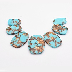 Синтетическая Бирюза Собранный бронзит и синтетические бирюзовые градуированные бусинки пряди, овальные, 30~49x20~35x7 мм, отверстие : 2 мм, 7 шт / нитка, 6.69 дюйм