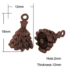 Красная Медь Сплавочные подвески тибетского стиля, без кадмия, без никеля и без свинца, рождественская елка, на Рождество, Красная медь, 18x12x12 мм, отверстие : 2 мм