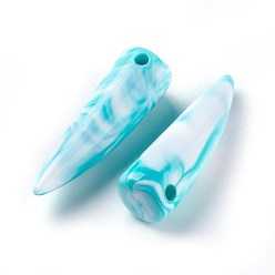 Голубой Акриловые шарики Gemstone имитация, зубообразный, голубой, 33~33.5x9.5 мм, Отверстие : 2.1 мм , около 290 шт / 500 г