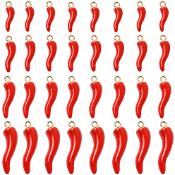 Красный 32 шт 4 стили подвески из сплава эмали, рог изобилия / итальянский рог корничелло амулеты, золотые, красные, 22~40 мм, 8 шт / стиль