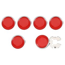Rouge 3 paires de boutons de manchette en laiton émaillé, plat rond, or, rouge, 15.5x5.5mm, Trou: 5mm