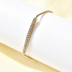 Золотой 304 из нержавеющей стали горный хрусталь браслеты ссылка, вакуумное покрытие pvd, золотые, 7-3/8 дюйм (18.6 см)