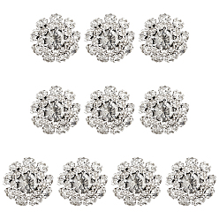 Кристалл 10 шт. 1 пуговицы из сплава со стразами и отверстиями, цветок, кристалл, 21~22x10 мм, отверстие : 2 мм