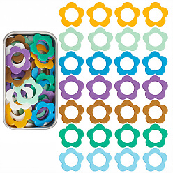 Цветок 64шт 8 цвета пластиковый вязальный инструмент, держатель маркеров стежка вязания крючком, цветок, 1.65x1.7x0.1 см, 8 шт / цвет