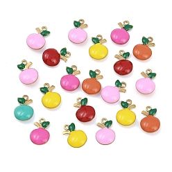 (52) Непрозрачная лаванда 201 подвески из нержавеющей стали, яблочные прелести, с эмалью, золотые, разноцветные, 12x8x3.5 мм, отверстие : 1.2 мм