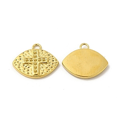 Golden Ion Plating(IP) 304 Stainless Steel Pendant Rhinestone Settings, Eye with Cross, Real 18K Gold Plated, Fit for 1mm Rhinestone, 16x13.5x2mm, Hole: 1.6mm
