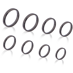 Черный 16 шт. 8 стили простое кольцо из нержавеющей стали для унисекс, чёрные, 4 мм, внутренний диаметр: 15.5~21.9 мм