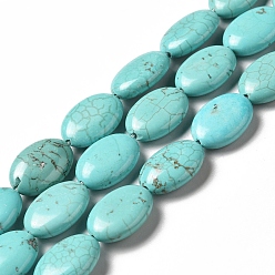 Бирюза Природные Говлит бисер нитей, окрашенные, овальные, бирюзовые, 18x13x5 мм, отверстие : 1.2 мм, около 21 шт / нитка, 15.35 дюйм (39 см)