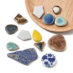 (52) Непрозрачная лаванда Мозаичная плитка из фарфора кабошоны, для украшения дома или поделок, разнообразные, разноцветные, 20~82x15~43x5 мм, Около 14 шт / 100 г, 100 г / набор