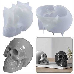 White Silicone Statue Molds, Resin Casting Molds, For UV Resin, Epoxy Resin Craft Making, Skull, White, 112x72x86mm, Inner Size: 106x70x84mm