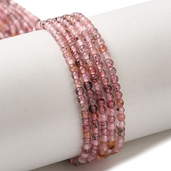 Rutilated Кварц Нити бусин из рутилированного кварца из натурального черного золота, круглые, 2~2.5 мм, отверстие : 0.5 мм, около 170~220 шт / нитка, 15.16~15.75'' (38.5~40 см)