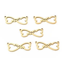 Golden 304 Verbindungsverbinder aus Edelstahl, Herz mit Wort Mama, golden, 11.5x28.5x1 mm, Bohrung: 1.5 mm