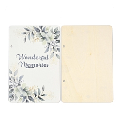 Feuille Couverture d'album photo imprimée en bois à anneaux en forme de carte postale, feuille, 2mm, Trou: 240x160x3.5mm, 5.5 pièces / kit