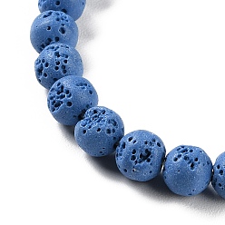 Royal Blue Synthetic Lava Rock Dyed Beads Strands, Round, Royal Blue, 7.5~8mm, Hole: 1mm, about 50pcs/strand, 14.88''(37.8cm)