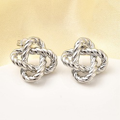 Платина Серьги-гвоздики с латунными узлами, долговечный, стойки покрытие, платина, 17.5x17.5 мм