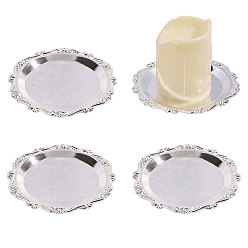 Platinum Iron Jewelry Display Plates, Candy Holder for Home Decoration, Round, Platinum, 15x14.8x1cm