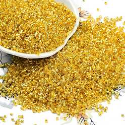 Желтый Краска для выпечки посеребренный стеклянный бисер, цилиндр, желтые, 1.6x1.3 мм, отверстие : 0.8 мм, Около 60000 шт / фунт