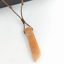 Топаз Нефрит Натуральный топаз нефрит прямоугольные подвески ожерелья, Ожерелья из искусственной кожи цвета верблюжьей шерсти для женщин, 19.69~23.62 дюйм (50~60 см)