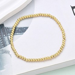 Настоящее золото 18K Латунные круглые бусины эластичные браслеты для мужчин и женщин, стойки покрытие, долговечный, без свинца и без кадмия, реальный 18 k позолоченный, 1/8 дюйм (0.3 см), внутренний диаметр: 2-1/8 дюйм (5.4 см)