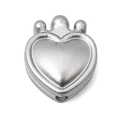 Argent Perles focales en silicone, coeur et couronne, argenterie, 17x14x8mm, Trou: 2.5mm