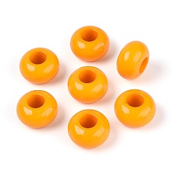 Оранжевый Непрозрачный акрил европейского бисера, рондель, оранжевые, 14x8 мм, отверстие : 5.5 мм, Около 555 шт / 500 г
