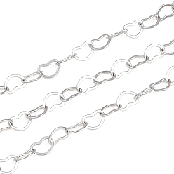 Нержавеющая Сталь Цвет 304 ссылка цепи из нержавеющей стали сердце, пайки, с катушкой, цвет нержавеющей стали, 3.5x5x0.5 мм