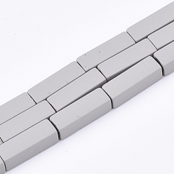 Светло-серый Окрашенного распылением немагнитных синтетических нитей гематита бусы, кубоид, светло-серый, 13x4x4 мм, отверстие : 0.5 мм, около 30 шт / нитка, 15.7 дюйм