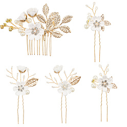 Белый Набор заколок для волос из пластика, смолы и железа, белые, 70x97x5.5 мм