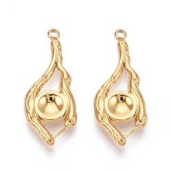 Настоящее золото 18K 304 Настройки кабошон из нержавеющей стали кулон, ионное покрытие (ip), самородки, реальный 18 k позолоченный, лоток : 4.5 мм, 29x11.5x2.8 мм, отверстие : 1.8 мм